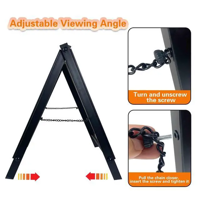 Alt view image 7 of 7 - 24"x24" Premium Heavy-Duty A-Frame Sign Stand Holds 2 Insert Boards + 1 Hanging Sign | Weatherproof Sidewalk Sign Holder for Business, Real Estate, Restaurants & Events (STAND ONLY) (3)