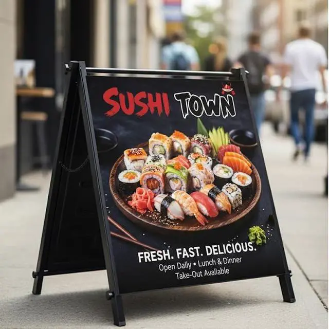 Alt view image 2 of 7 - 24"x24" Premium Heavy-Duty A-Frame Sign Stand Holds 2 Insert Boards + 1 Hanging Sign | Weatherproof Sidewalk Sign Holder for Business, Real Estate, Restaurants & Events (STAND ONLY) (3)