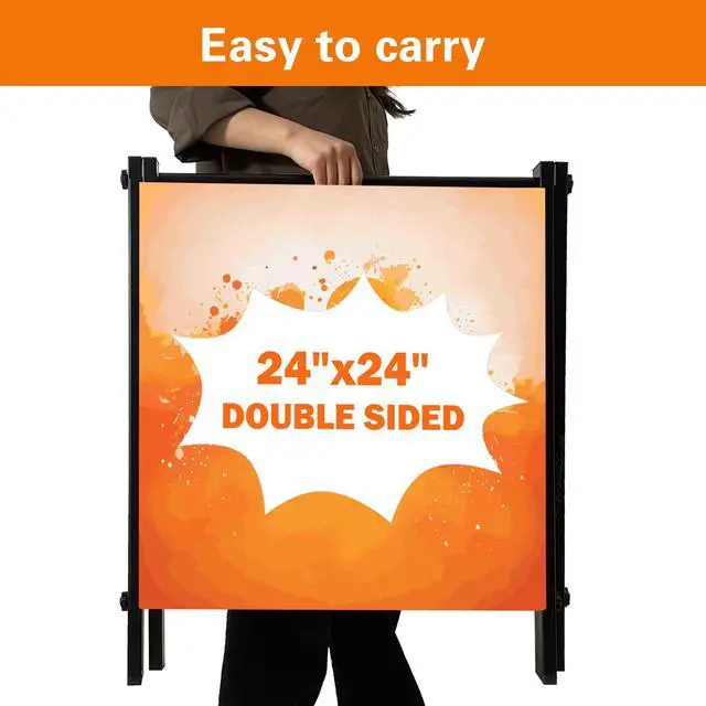 Alt view image 5 of 7 - 24"x24" Premium Heavy-Duty A-Frame Sign Stand Holds 2 Insert Boards + 1 Hanging Sign | Weatherproof Sidewalk Sign Holder for Business, Real Estate, Restaurants & Events (STAND ONLY) (3)