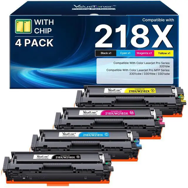 Main image of Compatible for HP 218X Work for HP 3301fdw 3301cdw 3301sdw 3201dw 4 Pack | Compatible for HP 218X toner cartridges 4 pack work for HP color laserjet pro mfp 3301sdw 3301fdw 3301cdw 3201dw 218X HP218X
