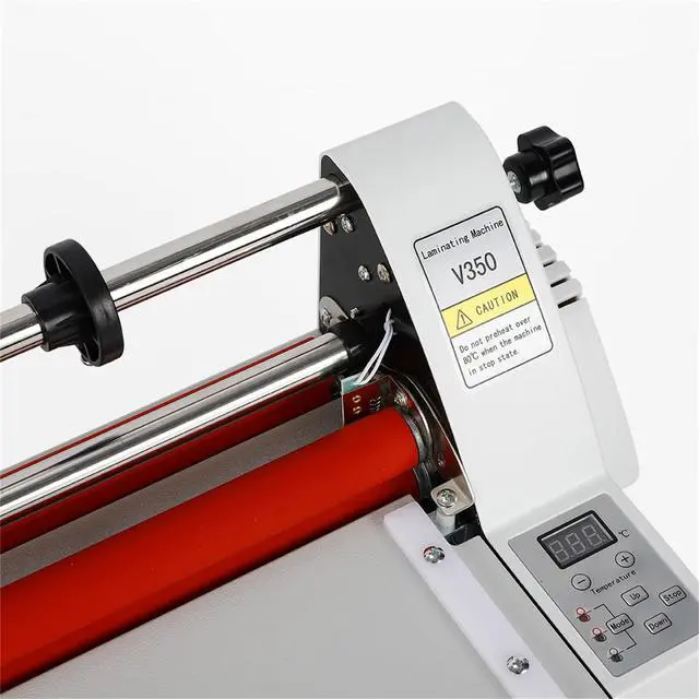 Alt view image 5 of 7 - Hot Cold Roll Laminator Machine Single&Dual Sided 13 Inch Laminator for School Office Cross-Patterned Films Digital Display Quiet Technology 110V V350