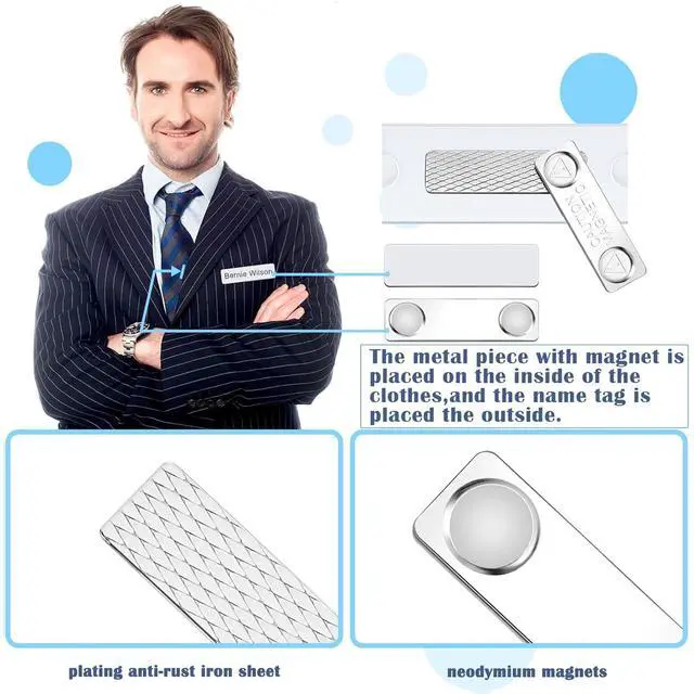 Alt view image 3 of 7 - 500 Pieces Reusable Magnetic Name Tags Kit Acrylic Magnet Magnetic Name Badge Holders Custom Identity 3" x 1.2" DIY Clear Label Holders Blank Printable Paper Inserts for Office School