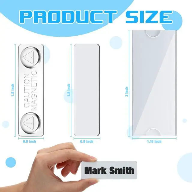 Alt view image 2 of 7 - 500 Pieces Reusable Magnetic Name Tags Kit Acrylic Magnet Magnetic Name Badge Holders Custom Identity 3" x 1.2" DIY Clear Label Holders Blank Printable Paper Inserts for Office School