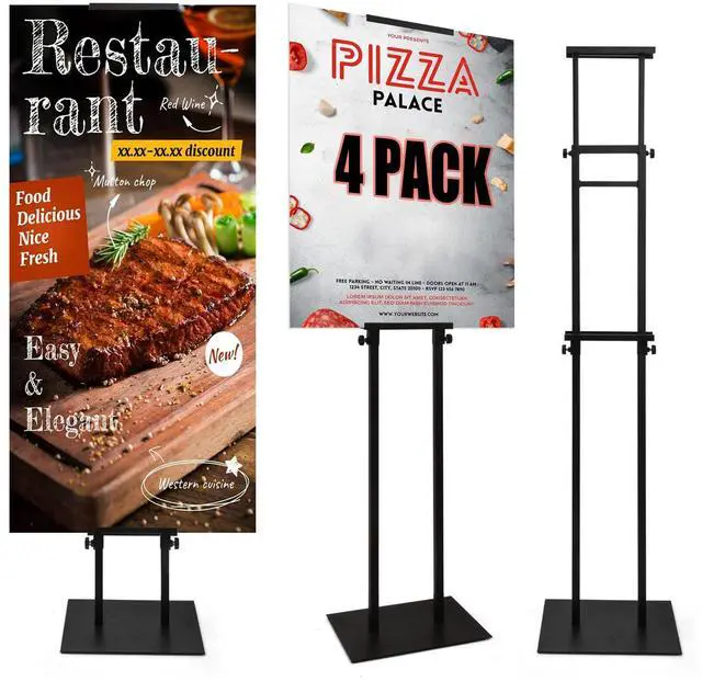 Main image of 4 Pack Floor Poster Board Stand, Double-Sided for Board & Foam Sign, Adjustable Metal Sign Holder, Height Up to 82Inches Poster Stand for Display Pedestal Sign Stand