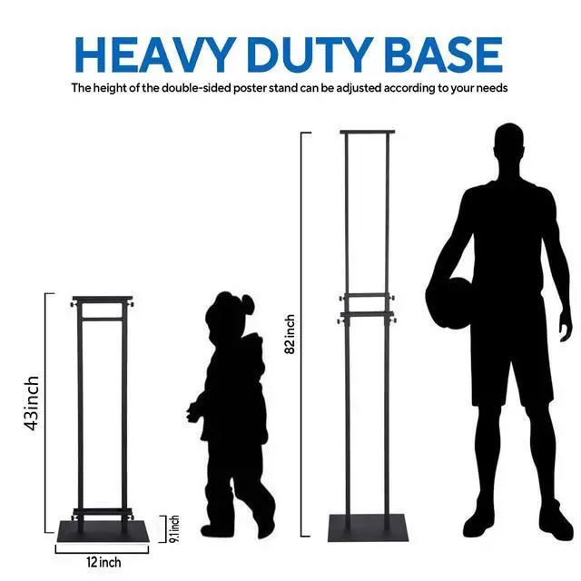 Alt view image 2 of 6 - 4 Pack Floor Poster Board Stand, Double-Sided for Board & Foam Sign, Adjustable Metal Sign Holder, Height Up to 82Inches Poster Stand for Display Pedestal Sign Stand