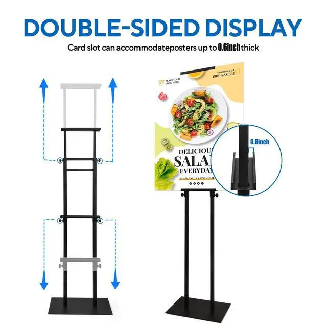 Alt view image 3 of 6 - 4 Pack Floor Poster Board Stand, Double-Sided for Board & Foam Sign, Adjustable Metal Sign Holder, Height Up to 82Inches Poster Stand for Display Pedestal Sign Stand