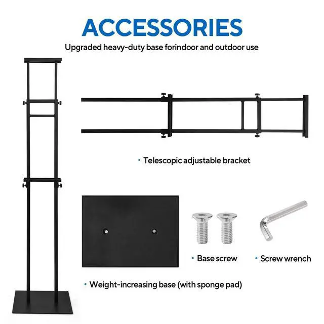 Alt view image 4 of 6 - 4 Pack Floor Poster Board Stand, Double-Sided for Board & Foam Sign, Adjustable Metal Sign Holder, Height Up to 82Inches Poster Stand for Display Pedestal Sign Stand