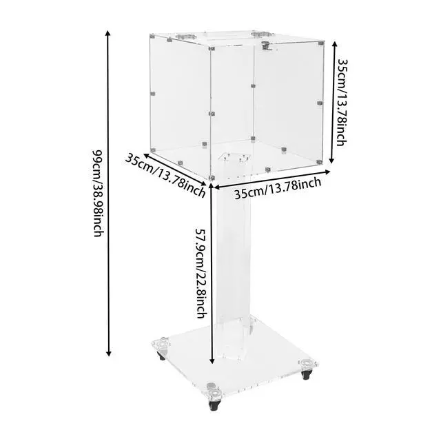 Alt view image 6 of 7 - Acrylic Raffle Ticket Box with Stand, Suggestion Donation Box Ballot Boxes with Lock and Key & Wheels for Office Charity Church Collection (Clear-Bar Hole)
