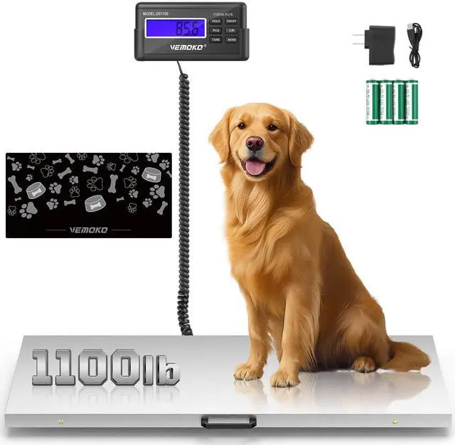 Main image of Precision Livestock Scale,1100lb×0.2lb Accurate Animal Weight Scale | 40.7x20.9 Inch Smooth Stainless Steel Platform with Bonus Non-Slip Mat for Large Dog & Livestock(Silver - Smooth)