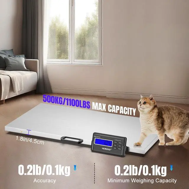 Alt view image 3 of 7 - Precision Livestock Scale,1100lb×0.2lb Accurate Animal Weight Scale | 40.7x20.9 Inch Smooth Stainless Steel Platform with Bonus Non-Slip Mat for Large Dog & Livestock(Silver - Smooth)