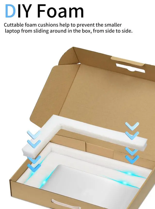 Alt view image 4 of 7 - 5-Pack Laptop Box with Protection Foam, Handmade Laptop Sleevess, Cardboard Laptop Shipping Box, Secure Mailer Box for up to 17.3 Inches Notebook Computer