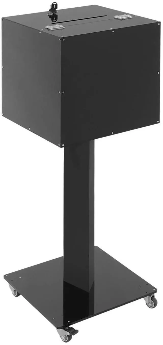Main image of Suggestion Box with Stand 39" H Donation Boxes Movable Suggestion Box with Bar Slot & 2 Lock Floor Standing Ballot Boxes for Voting, Charity Donation, Election, Church