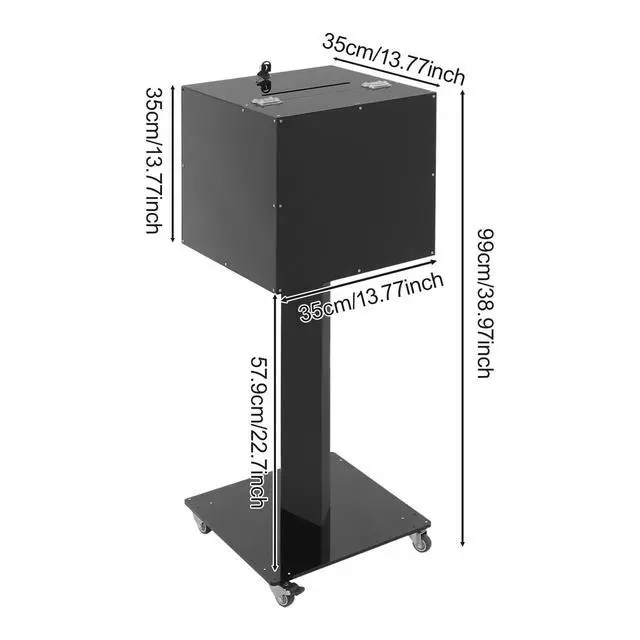 Alt view image 2 of 7 - Suggestion Box with Stand 39" H Donation Boxes Movable Suggestion Box with Bar Slot & 2 Lock Floor Standing Ballot Boxes for Voting, Charity Donation, Election, Church