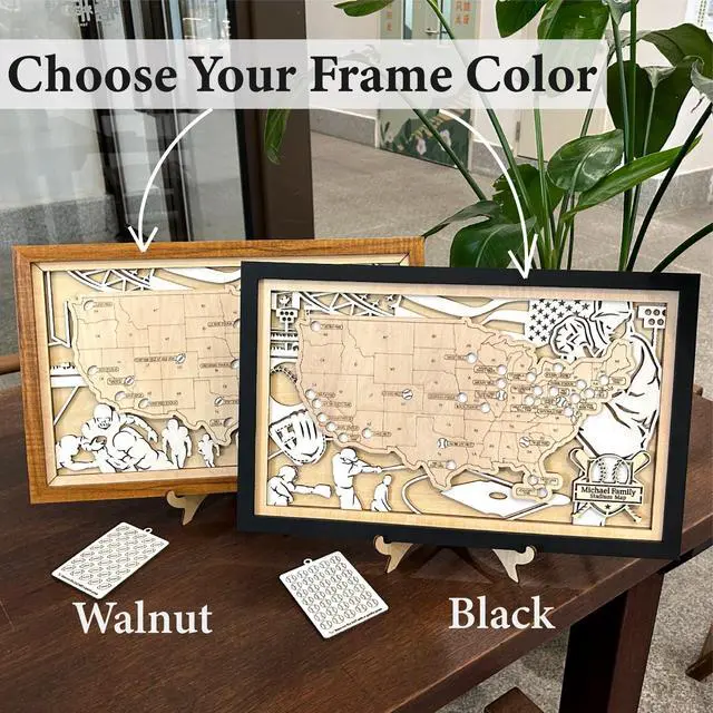 Alt view image 5 of 7 - Personalized Wooden American Football Stadium Tracker Map - Football Stadium Bucket List - Custom Travel Map - Handcrafted Wall Art - Unique Gift for Football Fans (XL - 34×21 inch)