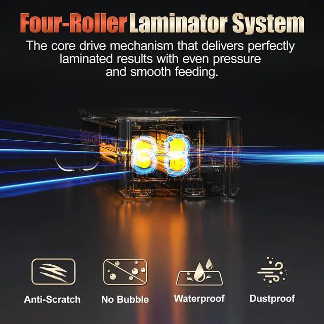 Alt view image 5 of 7 - 13" Heavy-Duty 4-Roller Laminator Machine, Fast 55s Warm-Up, 3-10 Mil A3/11x17 Laminating Machine, 1000mm/min Speed, Auto-Reverse Jam Prevention, Includes 30-Sheets for Office & School(White)