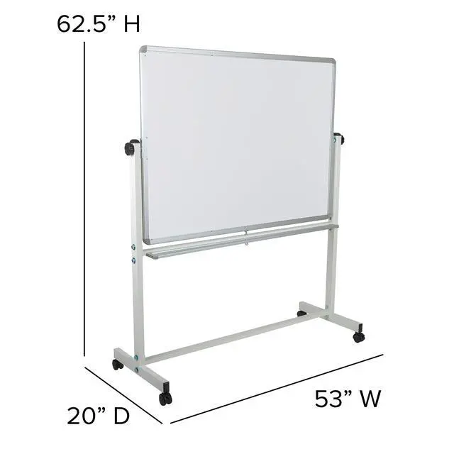 Alt view image 5 of 7 - HERCULES Series 53"W x 62.5"H Double-Sided Mobile White Board with Pen Tray