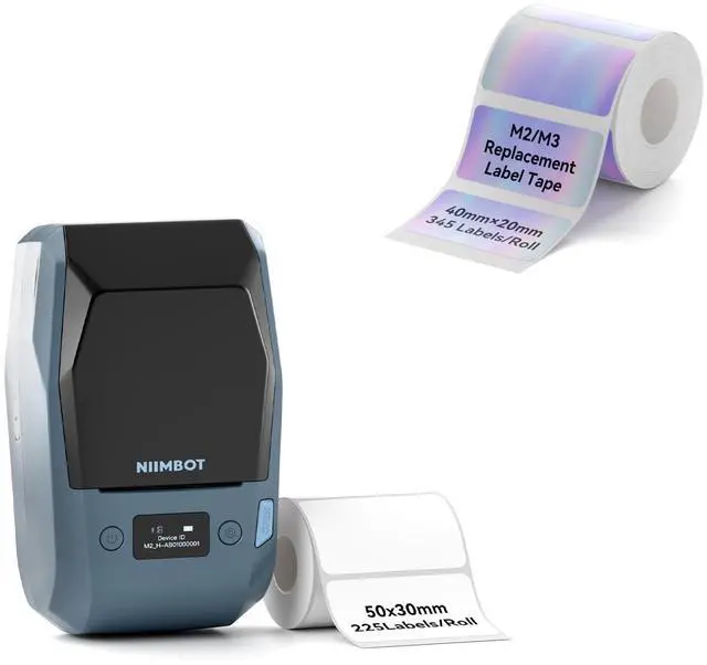 Main image of M2 Thermal Transfer 2Inch Bluetooth Label Maker with 40×20mm Hologram Label Tape for Office Small Business School Home Cable Storage, Compatible with Phones & PC