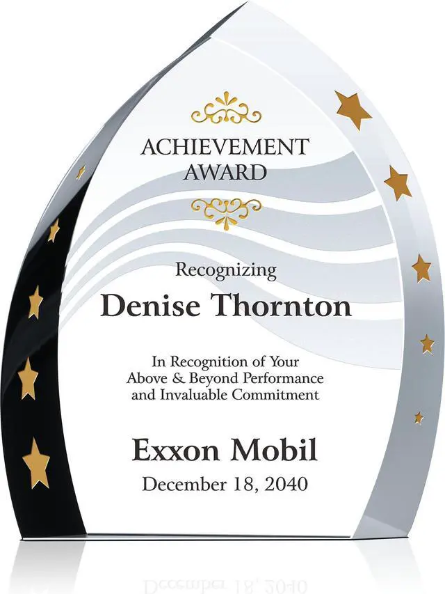 Main image of Custom Engraved Crystal Ignite Achievement Award Plaque, Unique Personalized Crystal Corporate Employee Recognition Award Trophy (S - 5.5")
