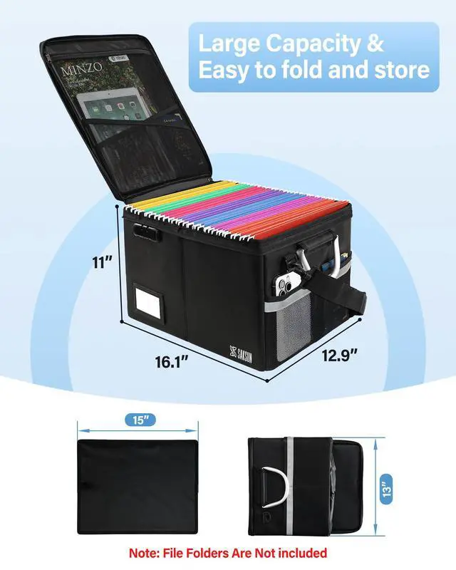 Alt view image 6 of 7 - Fireproof Document Box, File Box with Lock for Hanging File Folders, Portable File Box with Handle, Fire Proof Safe for Documents, Office, Important Document Organizer, Safe Box Fireproof Waterproof
