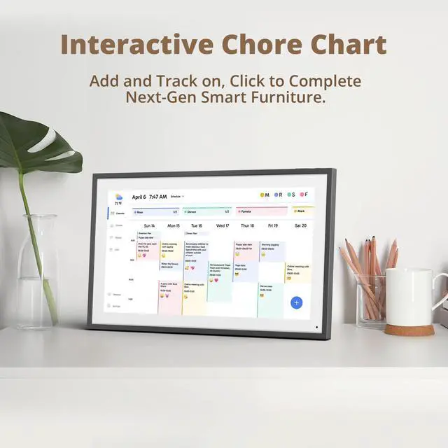Alt view image 3 of 7 - 15.6" Digital Calendar Chore Chart 1080P Full HD Interactive Touchscreen, Smart Family Planner, Hearth Display Digital Calendar Wall & Desk Mountable for Seamless Scheduling Black