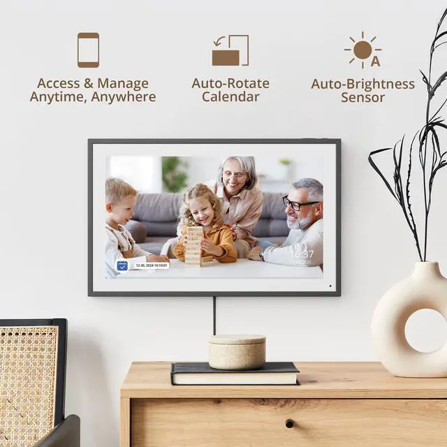 Alt view image 5 of 7 - 15.6" Digital Calendar Chore Chart 1080P Full HD Interactive Touchscreen, Smart Family Planner, Hearth Display Digital Calendar Wall & Desk Mountable for Seamless Scheduling Black