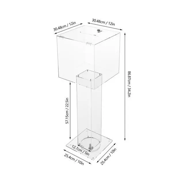 Alt view image 2 of 7 - Clear Suggestion Box with Stand, Floor Standing Offering Box for Church, Sign Holder, Acrylic Donation Ballot Collection for Election Voting Contest