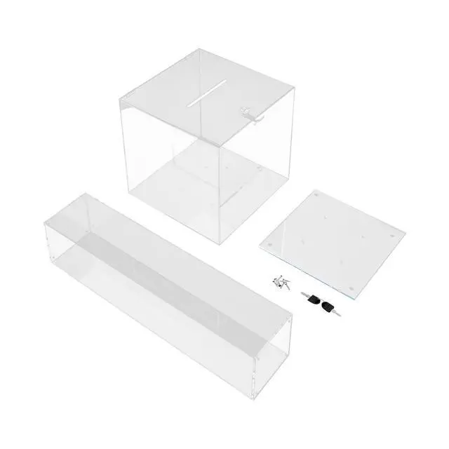 Alt view image 7 of 7 - Clear Suggestion Box with Stand, Floor Standing Offering Box for Church, Sign Holder, Acrylic Donation Ballot Collection for Election Voting Contest