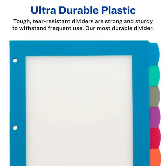 Alt view image 2 of 7 - Ultralast Big Tab Plastic Dividers for 3 Ring Binders, 8-Tab Sets, Multicolor with White Labels, 24 Sets, 192 Divider Tabs (24901)