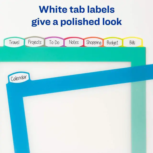 Alt view image 3 of 7 - Ultralast Big Tab Plastic Dividers for 3 Ring Binders, 8-Tab Sets, Multicolor with White Labels, 24 Sets, 192 Divider Tabs (24901)