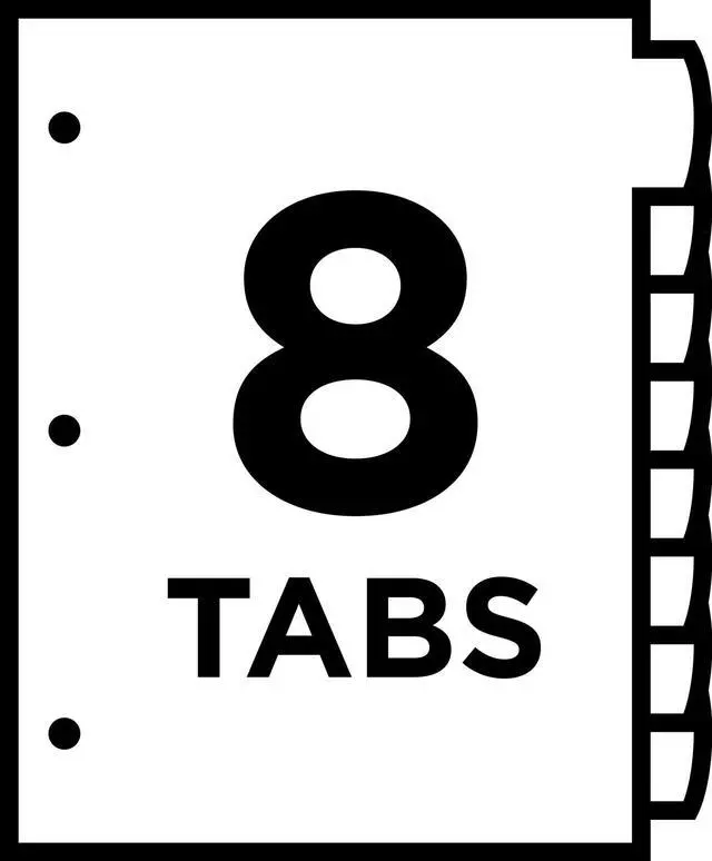 Alt view image 7 of 7 - Ultralast Big Tab Plastic Dividers for 3 Ring Binders, 8-Tab Sets, Multicolor with White Labels, 24 Sets, 192 Divider Tabs (24901)