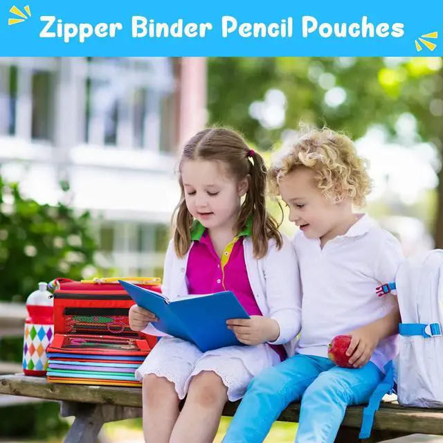 Alt view image 4 of 7 - 150 Pieces Zipper Binder Pencil Pouches 3 Ring Binder Zipper Pouches Case with Window Ring Pencil Bags Case or Office School Students Supplies(2 Zipper,Colorful)