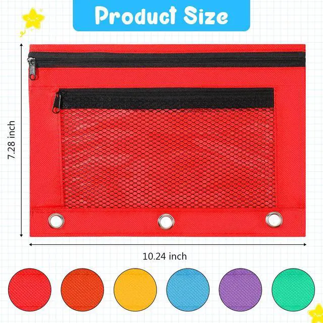 Alt view image 5 of 7 - 150 Pieces Zipper Binder Pencil Pouches 3 Ring Binder Zipper Pouches Case with Window Ring Pencil Bags Case or Office School Students Supplies(2 Zipper,Colorful)
