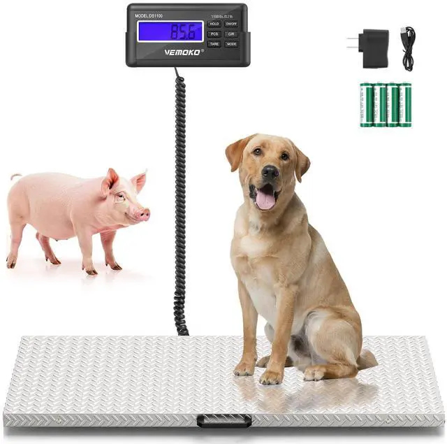 Main image of Precision Large Dog Scale 1100x0.2LB Large Breed Animal Weight Scale | Livestock Scale Non-Slip Stainless Steel Platform for Animal 40.7x20.9 Inch (Non-Slip Platform)