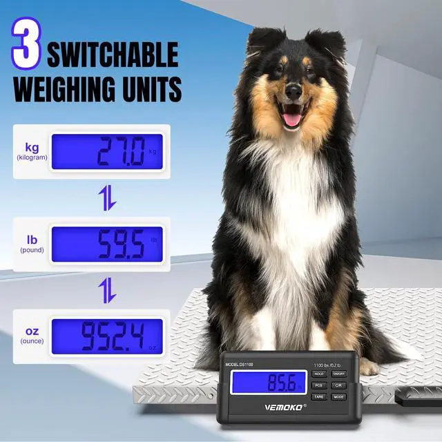 Alt view image 3 of 7 - Precision Large Dog Scale 1100x0.2LB Large Breed Animal Weight Scale | Livestock Scale Non-Slip Stainless Steel Platform for Animal 40.7x20.9 Inch (Non-Slip Platform)