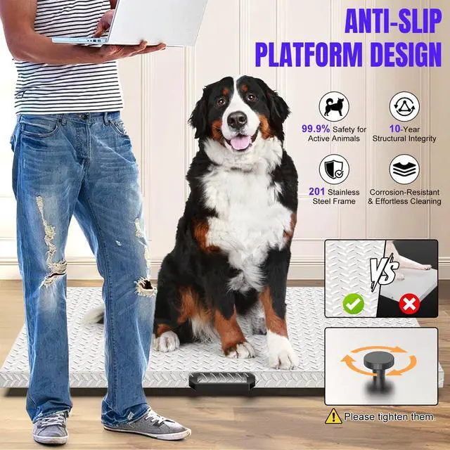 Alt view image 6 of 7 - Precision Large Dog Scale 1100x0.2LB Large Breed Animal Weight Scale | Livestock Scale Non-Slip Stainless Steel Platform for Animal 40.7x20.9 Inch (Non-Slip Platform)