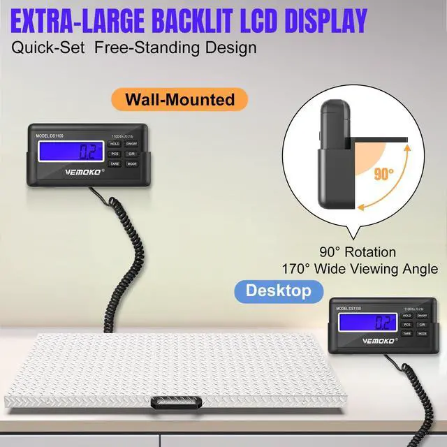 Alt view image 7 of 7 - Precision Large Dog Scale 1100x0.2LB Large Breed Animal Weight Scale | Livestock Scale Non-Slip Stainless Steel Platform for Animal 40.7x20.9 Inch (Non-Slip Platform)