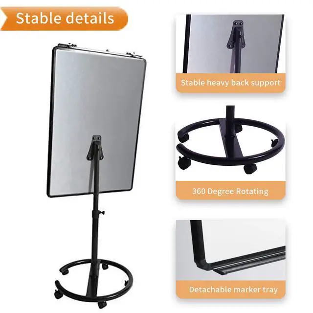 Alt view image 4 of 6 - ECO Magnetic Mobile Whiteboard/Flipchart Easel, Black, 28 X 40 Inches