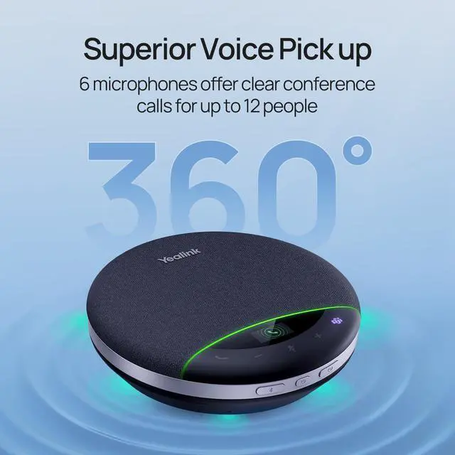 Alt view image 2 of 7 - Bluetooth Speakerphone SP96 Support Daisy-Chain 26H Talk Time Teams Certified 65mm Conference Speaker and 6 Microphones Smart AI Noise-Canceling 5m Voice Pickup Radius 1.2m USB C/A 400g