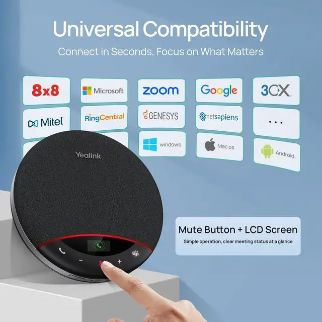 Alt view image 7 of 7 - Bluetooth Speakerphone SP96 Support Daisy-Chain 26H Talk Time Teams Certified 65mm Conference Speaker and 6 Microphones Smart AI Noise-Canceling 5m Voice Pickup Radius 1.2m USB C/A 400g
