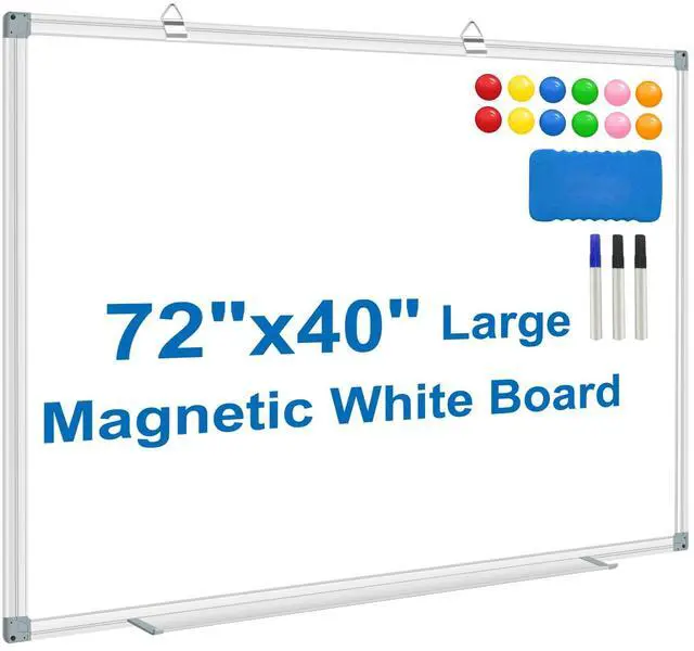 Main image of White Board Dry Erase Whiteboard for Wall 72x40 Aluminum Presentation Magnetic Whiteboards with Long Pen Tray, 12 Magnets, 3 Markers & 1 Eraser