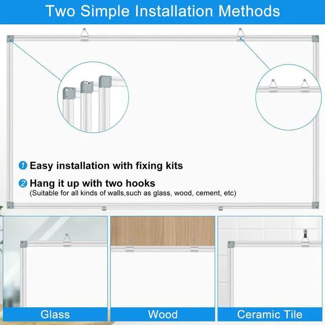 Alt view image 3 of 7 - White Board Dry Erase Whiteboard for Wall 72x40 Aluminum Presentation Magnetic Whiteboards with Long Pen Tray, 12 Magnets, 3 Markers & 1 Eraser