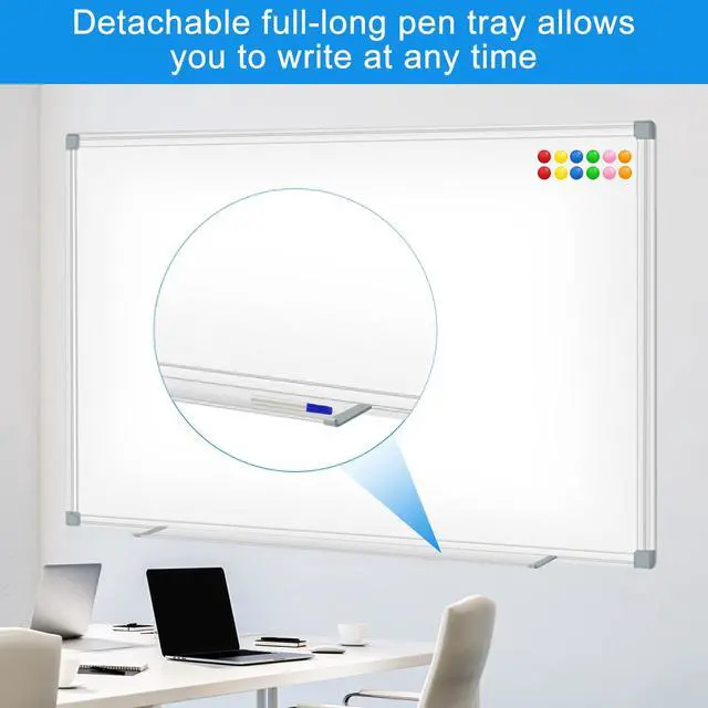 Alt view image 2 of 7 - White Board Dry Erase Whiteboard for Wall 72x40 Aluminum Presentation Magnetic Whiteboards with Long Pen Tray, 12 Magnets, 3 Markers & 1 Eraser