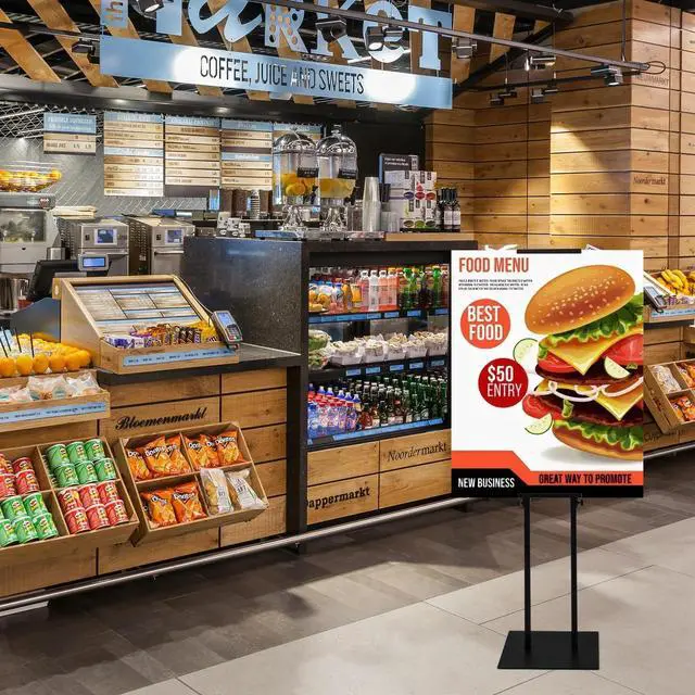 Alt view image 5 of 6 - 4 Pack Floor Poster Board Stand, Double-Sided for Board & Foam Sign, Adjustable Metal Sign Holder, Height Up to 82Inches Poster Stand for Display Pedestal Sign Stand