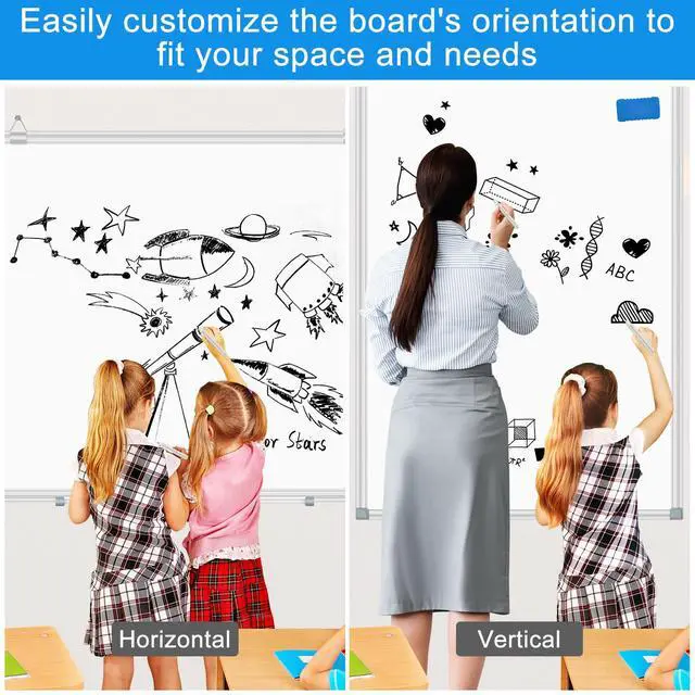 Alt view image 6 of 7 - White Board Dry Erase Whiteboard for Wall 72x40 Aluminum Presentation Magnetic Whiteboards with Long Pen Tray, 12 Magnets, 3 Markers & 1 Eraser