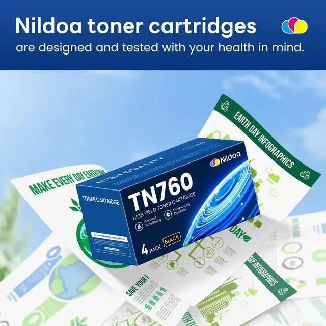 Alt view image 4 of 7 - TN760 TN-760 Toner Cartridge High Yield Black Replacement for Brother TN760 TN-760 MFCL2750DW HLL2390DW MFCL2710DW HL-L2350DW Printer Ink 4 Pack