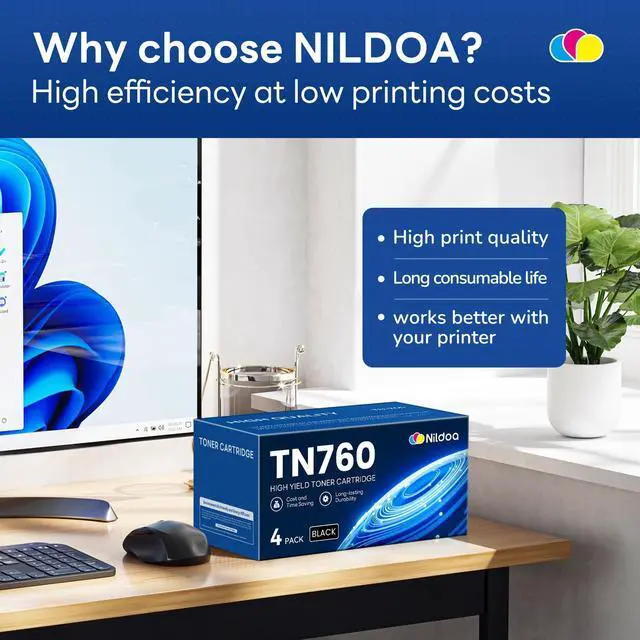 Alt view image 7 of 7 - TN760 TN-760 Toner Cartridge High Yield Black Replacement for Brother TN760 TN-760 MFCL2750DW HLL2390DW MFCL2710DW HL-L2350DW Printer Ink 4 Pack