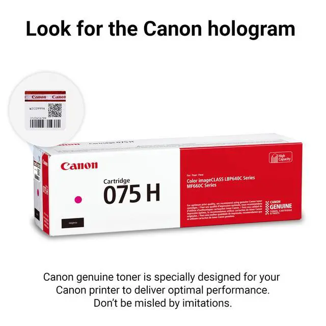 Alt view image 5 of 6 - Genuine 075 Magenta High Capacity Toner Cartridge Compatible with MF660 Series and LBP640 Series Laser Printers