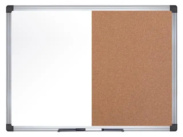 Main image of Maya Combination Board, Dry Erase / Cork Bulletin Board, 48" x 72", Whiteboard / Cork Board with Aluminum Frame