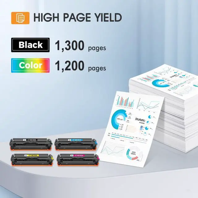 Alt view image 3 of 6 - 218A Toner Cartridges 4 Pack for HP 218A Toner 218X 218 MFP 3301fdw 3201dw | Compatible for HP Color LaserJet Pro MFP 3301 3201dw 3301sdw 3301fdw 3301cdw 3201 Printer Ink with Chip High Yield B/C/Y/M
