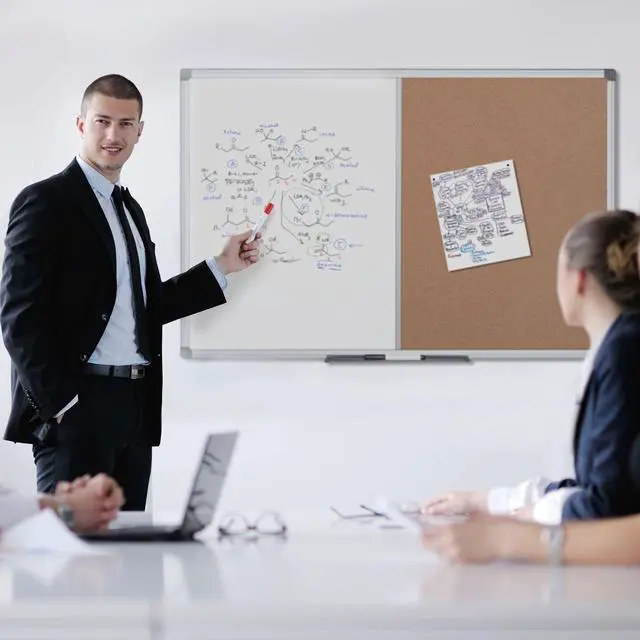 Alt view image 6 of 7 - Maya Combination Board, Dry Erase / Cork Bulletin Board, 48" x 72", Whiteboard / Cork Board with Aluminum Frame